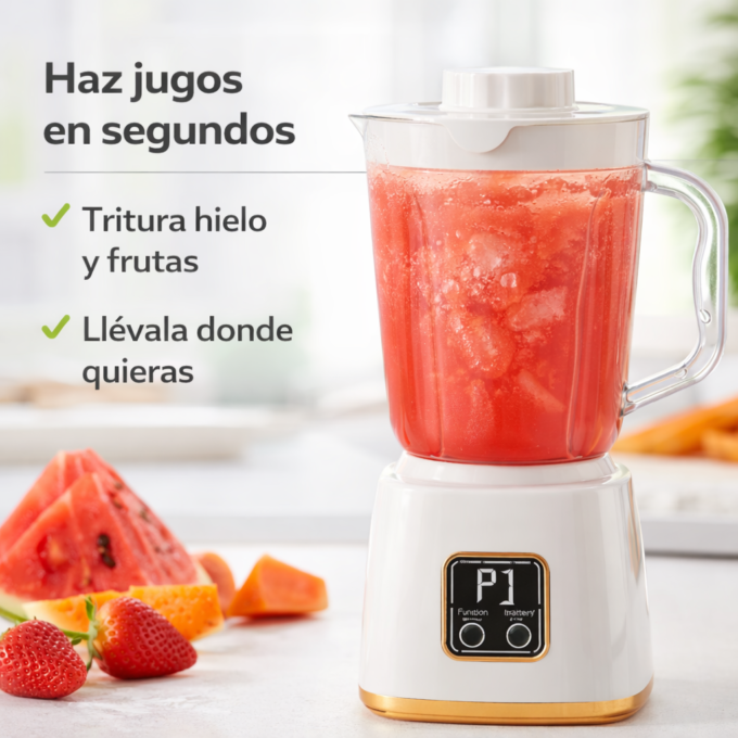 Licuadora Portátil Recargable 750ml Cuchillas Tritura Hielo USB