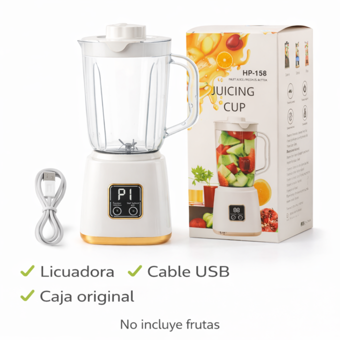 Licuadora Portátil Recargable 750ml Cuchillas Tritura Hielo USB