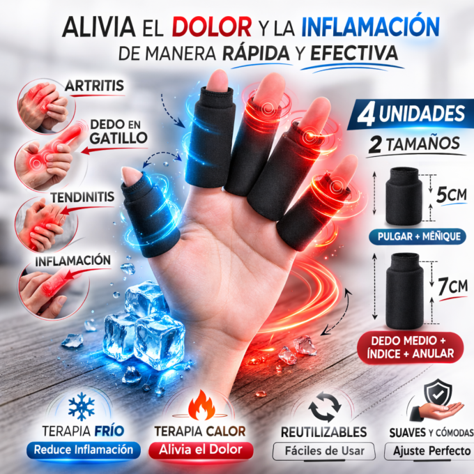 Mangas De Hielo Para Dedos Terapia Frío Calor Pack X4 Artritis Dedo