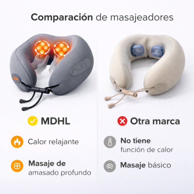 Masajeador De Cuello Con Calor Y Amasado Profundo Recargable USB