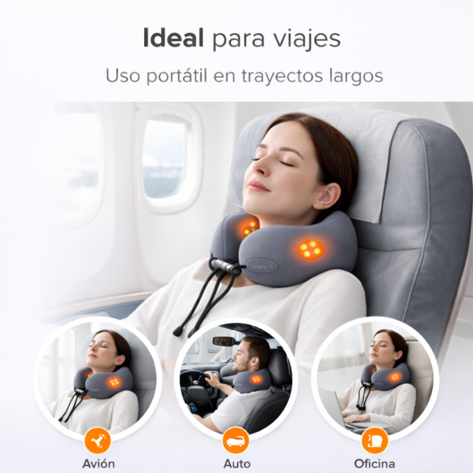 Masajeador De Cuello Con Calor Y Amasado Profundo Recargable USB