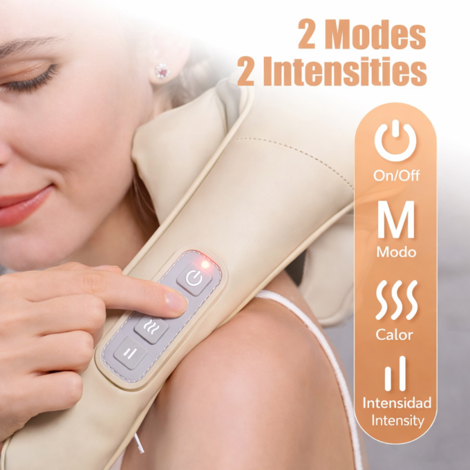 Masajeador de Cuello y Hombros con Calor 4D Inalámbrico Ajustable