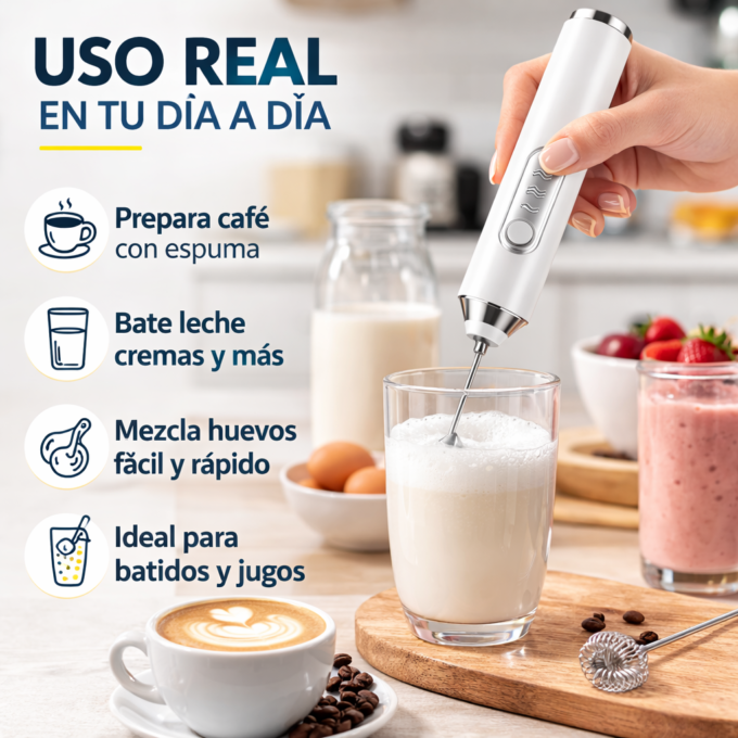 Mini Batidor Eléctrico Recargable USB Espumador Café Leche