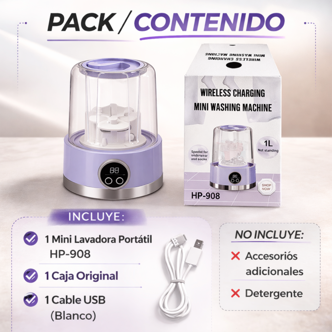 Lavadora Mini Portátil Recargable USB Para Ropa Interior