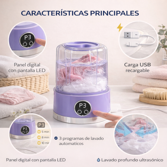 Lavadora Mini Portátil Recargable USB Para Ropa Interior