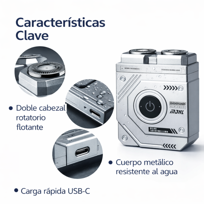 Afeitadora Electrica Portatil Hombre Recargable USB Viaje