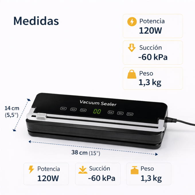 Empacadora Selladora Al Vacío 120W Para Alimentos Cocina