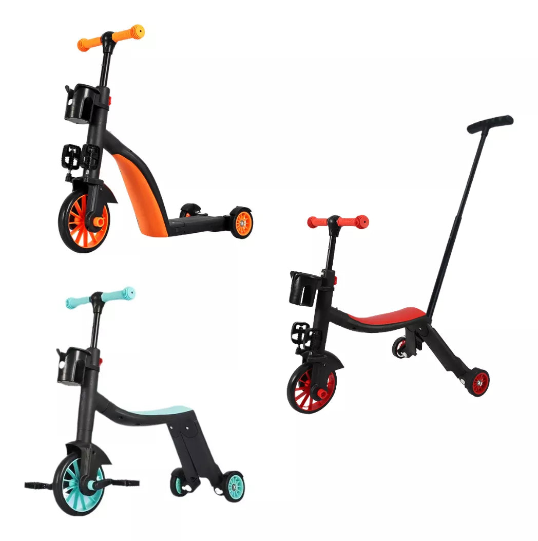 Triciclo Monopatín Bicicleta Iniciación Scooter 3 En 1 Con guia